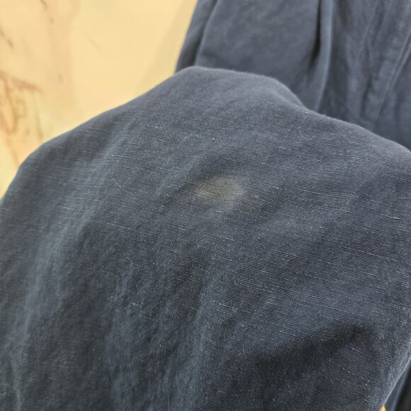 & Other Stories Pants Womens 4 Blue Linen High Rise Straight Leg Pleated - Picture 10 of 13